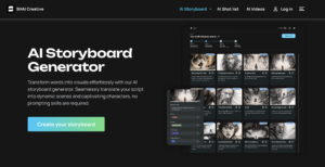 screenshot of Shai interface showing storyboard creation from script